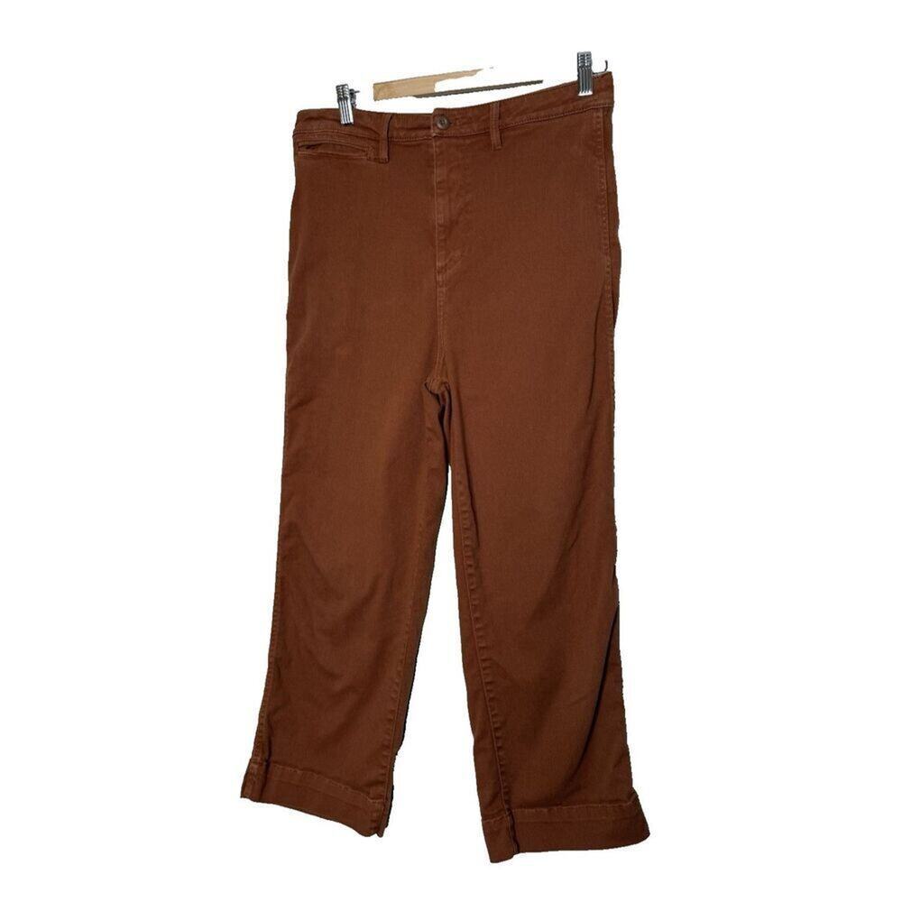 QUINCE Rust Organic Stretch Cotton Twill Wide Leg Cropped Pants size 30